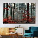 Autumn Forest Wall Art – Enchanting Red Leaves Canvas Print,