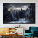 Night Landscape and Trees Wall Art Canvas Print