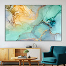 Abstract Aqua and Gold Fluid Wall Art Canvas | 3 Panel Large by MyGreatCanvas | Canvas Wall Art Prints | Photo Prints & Wall Decor