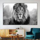 Black and White Lion Canvas Wall Art – Animal Print Artwork