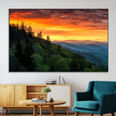Forest Landscape Wall Art Sunset Canvas, Forest Sunset