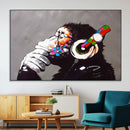 Dj Monkey Listening to Music Wall Art Print | Banksy Monkey by MyGreatCanvas | Canvas Wall Art Prints | Photo Prints & Wall Decor