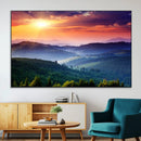 Sunset over Mountain Canvas Print, Forest Canvas Wall Art –