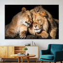 Lion and Lioness Wall Art Canvas Print – Framed African