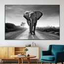 Black and White Elephant Wall Art Canvas Print