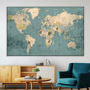 Classic World Map Canvas Print – Framed Vintage Map Wall by MyGreatCanvas | Canvas Wall Art Prints | Photo Prints & Wall Decor