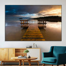 Serene Lake Pier at Sunset Canvas Print | Landscape Canvas