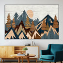 Abstract Wood Panel Effect Mountain Range Top Wall Art