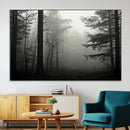 Misty Forest Wall Art Premium Canvas Print a Foggy and
