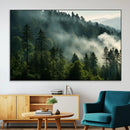 Misty Forest Wall Art Premium Canvas Print a Foggy and