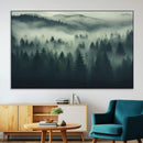 Misty Forest Wall Art Premium Canvas Print a Foggy and