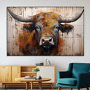 Scottish Highland Cow Cattle Art Print on Wood Style by MyGreatCanvas | Canvas Wall Art Prints | Photo Prints & Wall Decor