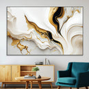 Gold Waves on Pure White Canvas – Gold Abstract Art for