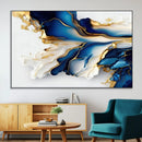 Gold Marble Art - Abstract Geode Gold And Blue Marble Shape