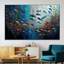 Modern Abstract Fish Shoal Wall Art Canvas Print, Colorful