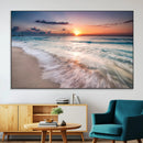 Sunset Beach Wall Art – Soothing Coastal Landscape, Ready to