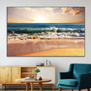 Sunset Beach Wall Art - 3-Panel Framed Canvas Print, Ready