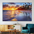 Serene Beach Sunset Wall Art Canvas- Coastal Seascape Print