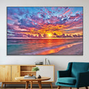 Vibrant Sunset Beach Wall Art - Ocean Sunset Canvas Print |