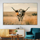 Texas Cow Longhorn Wall Art Canvas Print for Farm House Wall