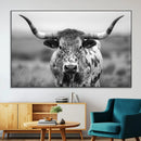 Texas Cow Longhorn Wall Art Canvas Print for Farm House Wall