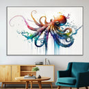 Watercolor Vibrant Octopus Wall Art Canvas Print | Abstract