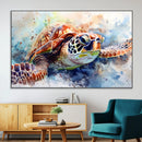 Watercolor Sea Turtle Wall Art Canvas Print - Vibrant Ocean