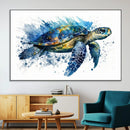 Turtle Wall Art Canvas Print, Framed Watercolor Turtle Art