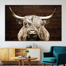 Highland Cow Wall Art Canvas Print, Rustic Farmhouse Decor,