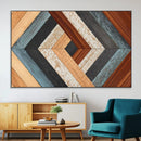 Geometric Wood Art Wall Decor Canvas Print, Rustic Wooden