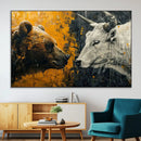 Bear and Bull Wall Art Canvas Print – Abstract Animal
