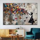 Banksy Wall Art - Banksy Girl and Butterfly Explosion Wall