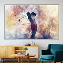 Abstract Watercolor Golf Player Wall Art Canvas Print