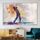 Watercolor Golf Swing Wall Art Canvas Print | Vibrant