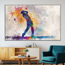 Watercolor Golf Swing Wall Art Canvas Print | Vibrant