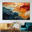 Blue Orange Abstract Wave Wall Art Canvas Print, Framed Blue