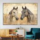 Chines Ink Style Grunge Horses Wall Art Canvas Print
