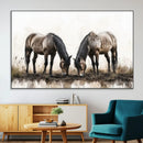 Chines Ink Style Horses Wall Art Canvas Print