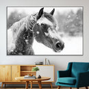 Black Horse Winter Wall Art | Ready to Hang and Framed |