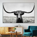 Longhorn Bull Canvas Print | Rustic Farmhouse Wall Art |