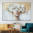 Golden Petal Wall Art - Canvas Print Flower Head Woman