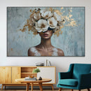 Golden Petal Wall Art - Petal Silhouette Woman Wall Art by MyGreatCanvas | Canvas Wall Art Prints | Photo Prints & Wall Decor