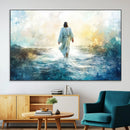 Watercolor Jesus Walking on Water Canvas Print, Christian