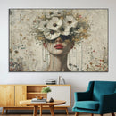 Abstract Floral Women Patel Wall Art Canvas Print