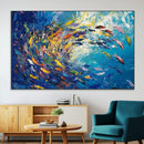 Colorful Swirling Fish School Wall Art Canvas Print |
