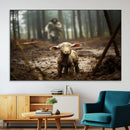 Jesus Running After a Lost Lamb Canvas Wall Art Print