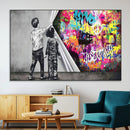 Banksy Print - Street Art Canvas Wall Art - Kids Revealing