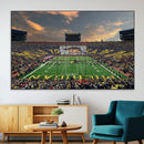 University of Michigan Wolverines Print Canvas, Football