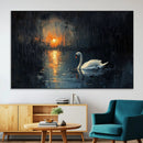 Abstract Swan on Water Wall Art Canvas Print - Elegant
