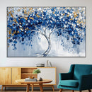 Blue and Gold Abstract Tree Wall Art Canvas Print | Modern